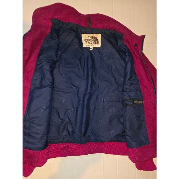 Rare VTG NORTH FACE Size Large Womens 100% Wool Made in USA Bomber Jacket PINK - Picture 4 of 9